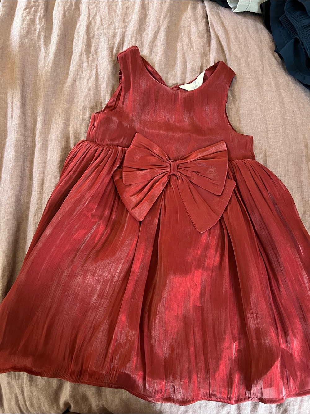 H&M Girls' Shimmery Red Bow Front Party Dress